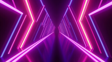 3D abstract neon light technology virtual reality background. cyberpunk futuristic fashion sci-fi line and shape curve geometric colorful rainbow glow glossy wallpaper 