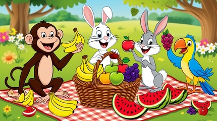 Naklejka premium easter bunny and easter eggs
