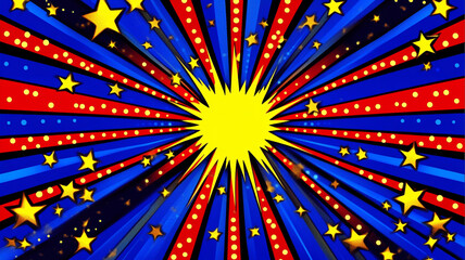 Fototapeta premium Bright explosion background with stars and vibrant colors creating excitement
