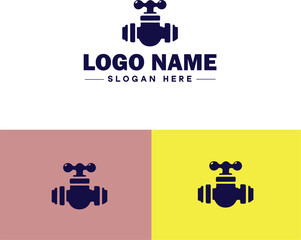 Plumbing icon Pipe symbol Plumbing emblem Waterworks icon flat logo sign symbol editable vector