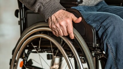 Fototapeta premium Caregiver Assists Elderly Person in Wheelchair