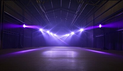 dark empty scene with neon lights and laser beams creates intriguing atmosphere