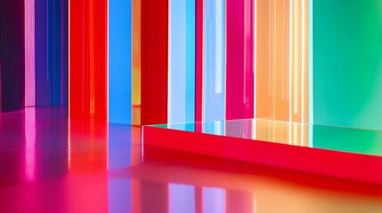 Obraz premium 3D abstract neon light technology virtual reality background. cyberpunk futuristic fashion sci-fi line and shape curve geometric colorful rainbow glow glossy wallpaper 