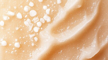 Fototapeta premium Rich Creamy Texture Close-up with Sugar Crystals in Muted Yellow and Brown Background
