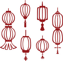 Vector Chinese New Year red paper lanterns