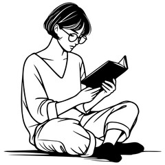 Woman Reading Book Illustration.