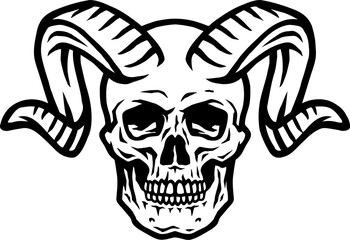 Skull with ram horns.