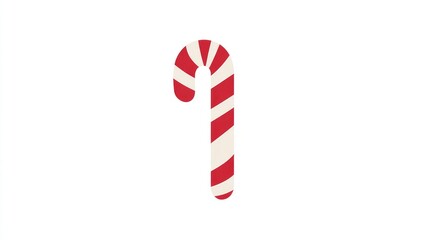 Obraz premium A candy cane, festive treat, playful flat vector design, red and white stripes, isolated on white background