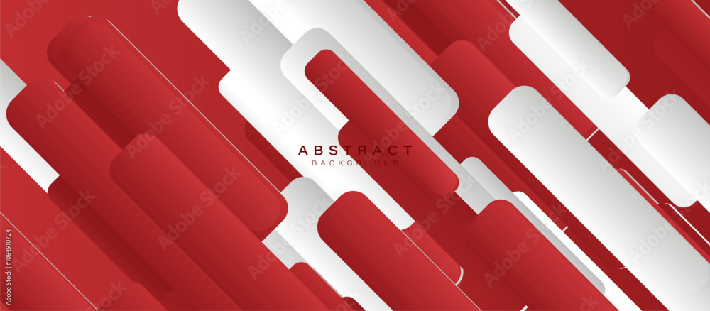 Fototapete Abstract Red and White Geometric Background with Overlapping Shapes