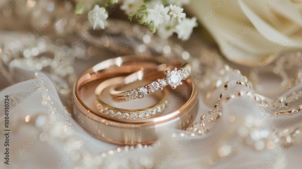 Poster capture the essence of connection with intertwined wedding rings against a backdrop of intertwined w