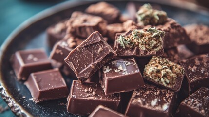 Aesthetic Cannabis Infused Chocolates on Plate