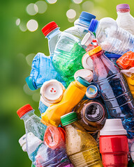 Garbage and recycling concept under loving the world and love nature in the form of banner tags and posters with space to add text