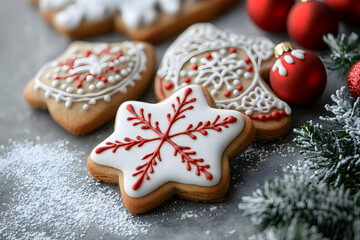 Fototapeta premium Christmas Tree with Golden and Red Ornaments, Bokeh Lights, and Holiday Cheer