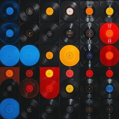 Vintage Vinyl Records Collection - Panoramic Background for Music Lovers