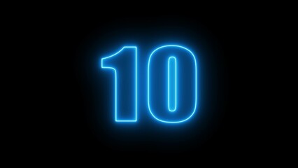Blue Neon Countdown Timer Clock Number.