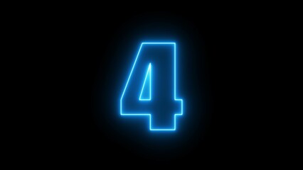 Blue Neon Countdown Timer Clock Number.