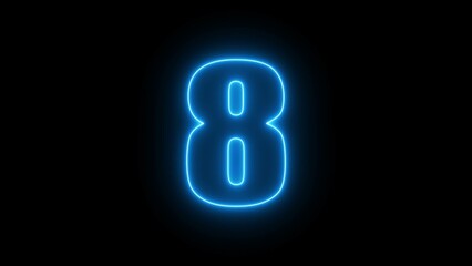 Blue Neon Countdown Timer Clock Number.