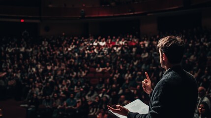 Lawyer Giving Presentation on Economic Trends at Conference