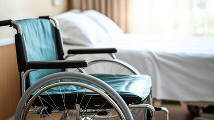 Obraz premium Stylish Wheelchair in Serene Hospital Room
