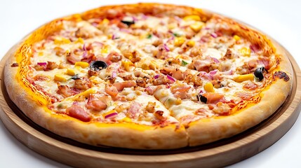 Pepperoni pizza isolated on white background Close up view