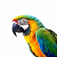 Obraz premium colorful macaw parrot with vibrant feathers isolated on white background