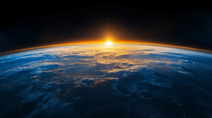 Fototapeta premium Sunlight illuminates the edge of the Earth