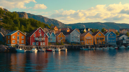 Obraz premium Colorful Houses on a Picturesque Coastline 