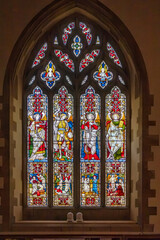 Stained glass window in St Michael and All Angels Church, Hughenden, High Wycombe,