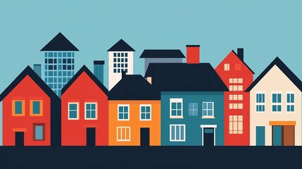 Affordable Housing Community Development in Vibrant Urban Landscape