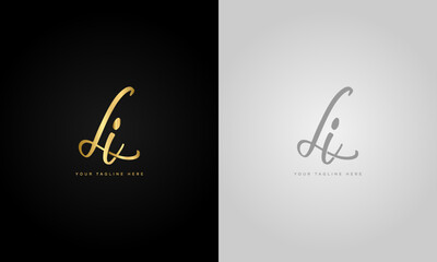  initial letter li,luxury gold collors
