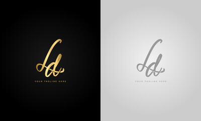  initial letter ld,luxury gold collors