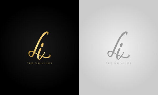  initial letter li,luxury gold collors