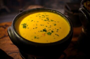 Mocotó broth. Mocotó broth traditional food made from cow's feet and vegetables.