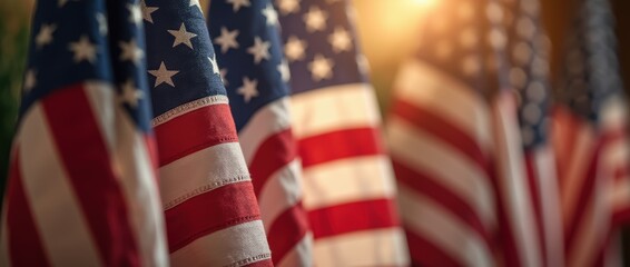 American Flag.  Close-up American Flag. - Visual Presentation.