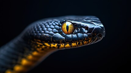 Fototapeta premium Close-up of a striking black and gold snake