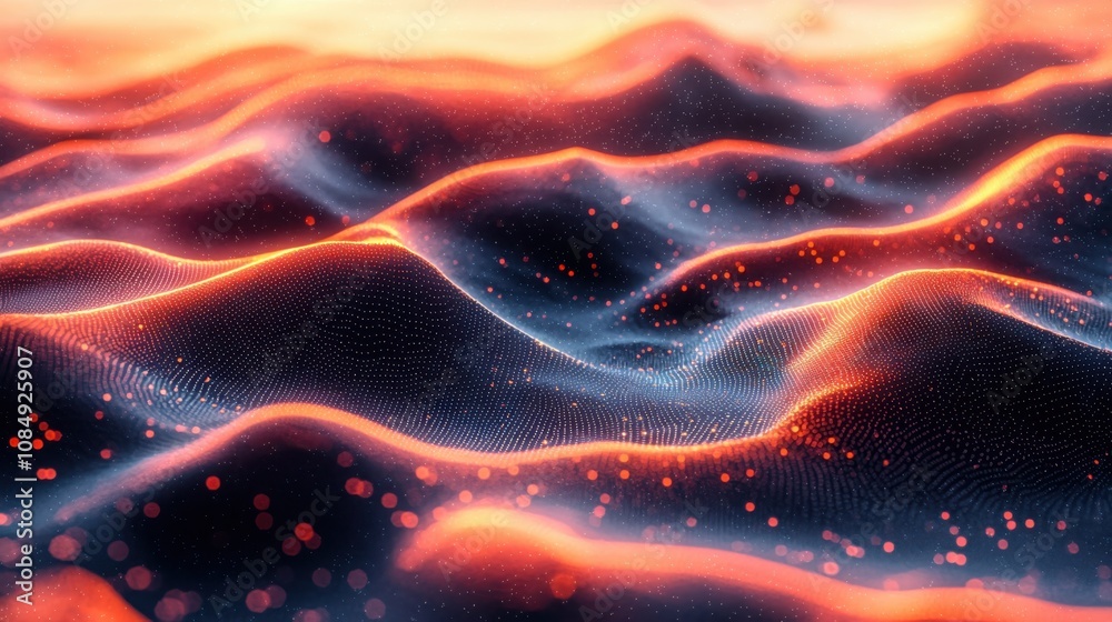 Poster captivating dynamic digital surface with depth and movement virtual environment visual art abstract 