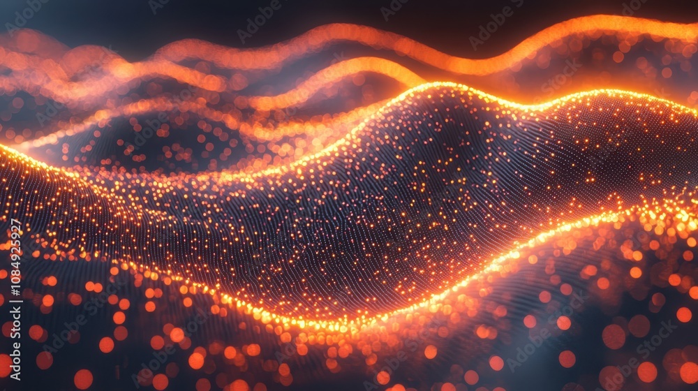 Poster dynamic digital surface displaying depth and movement virtual environment motion graphics abstract c