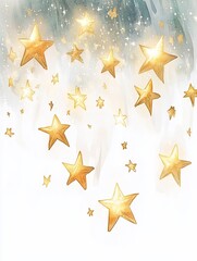 Whimsical Watercolor Stars on a Soft White Background