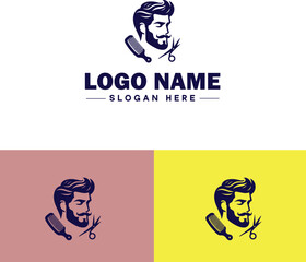Men's grooming icon Male grooming Barbershop Men's salon flat logo sign symbol editable vector