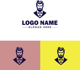 Men's grooming icon Male grooming Barbershop Men's salon flat logo sign symbol editable vector