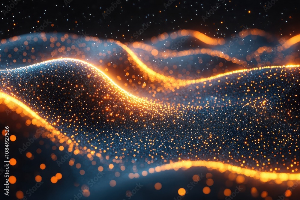 Poster exploring futuristic abstract background with flowing data lines digital landscape visual art tech e