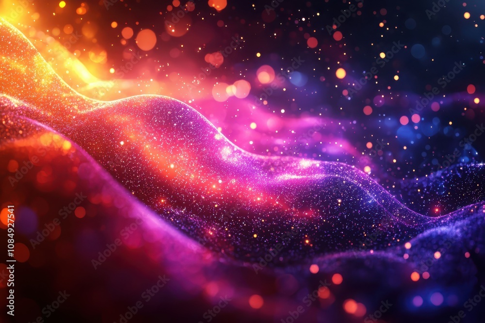 Poster dynamic data flow event virtual realm abstract art high-tech environment futuristic viewpoint concep