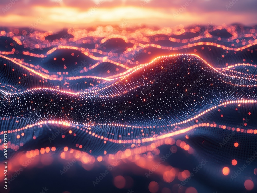 Poster exploring the futuristic data flow a digital landscape of information in a virtual environment from 