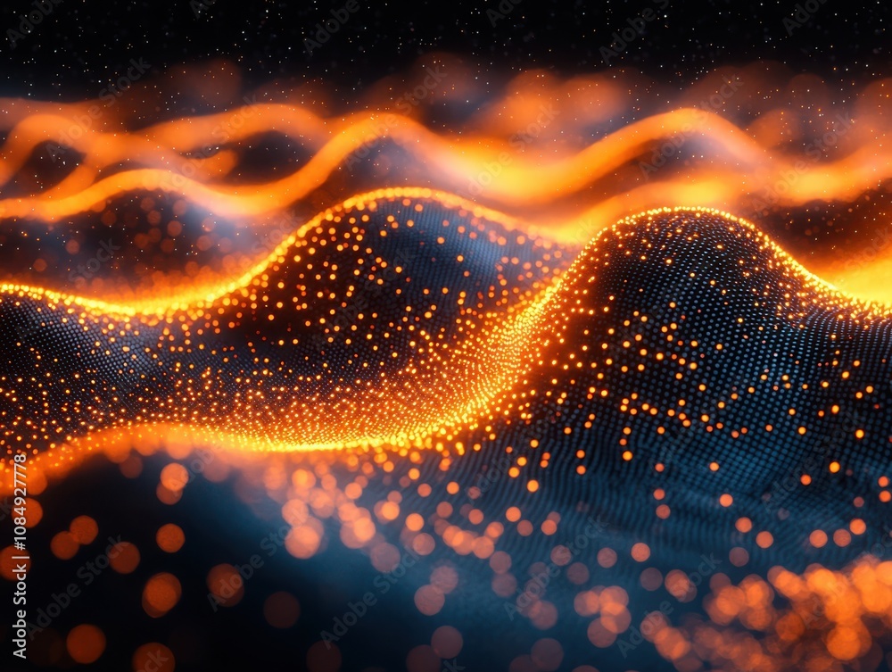 Poster visualize futuristic data flow digital landscape visualization virtual environment abstract concept 