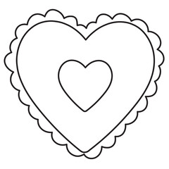 Cute heart outline for kid colouring book, art, painting, tattoo, love sign, Valentine's Day, wedding card, tattoo, brooch, shirt print, patch, logo, icon, pillow, merchandise mockup, pin, fashion, ad