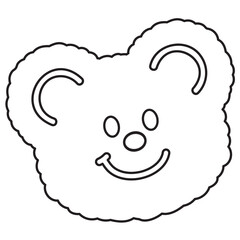 Teddy bear face outline for kid colouring book, art, painting, animal, tattoo, zoo, souvenir shop, cartoon character, comic, mascot, happy emoji, cute patch, fabric print, plush toy, kid doll, sketch
