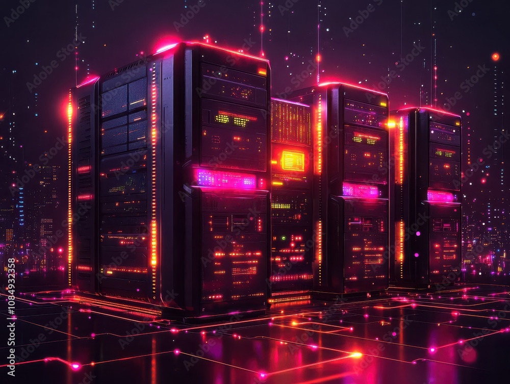 Poster enhancing digital infrastructure scalable cloud hosting platform with virtual servers for modern bus