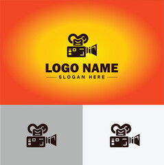 Media production icon Content creation Media development Production studio flat logo sign symbol editable vector