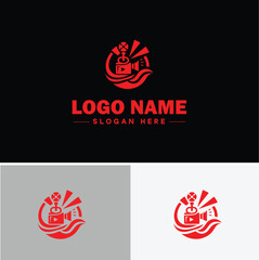 Media production icon Content creation Media development Production studio flat logo sign symbol editable vector