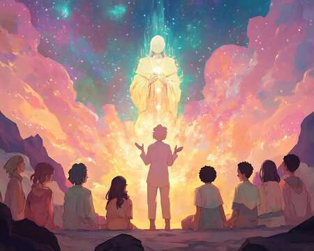 Spiritual Light Frequency, Inspiring Scene of Ashtar with Gathered Friends